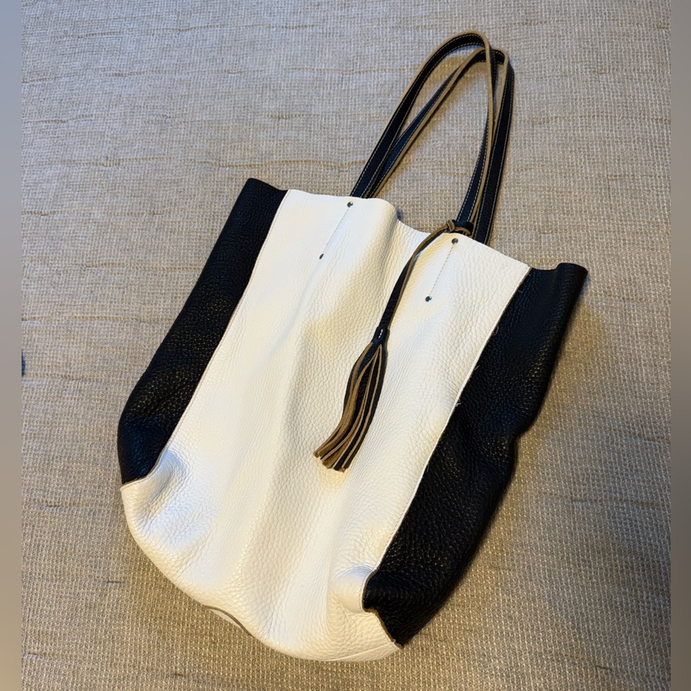 Roots leather tote bag
